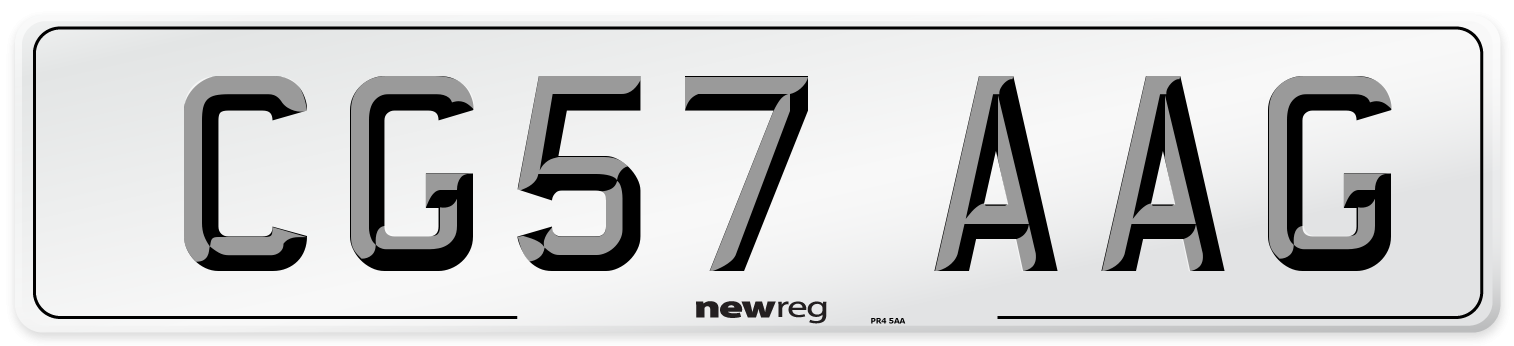 CG57 AAG Number Plate from New Reg